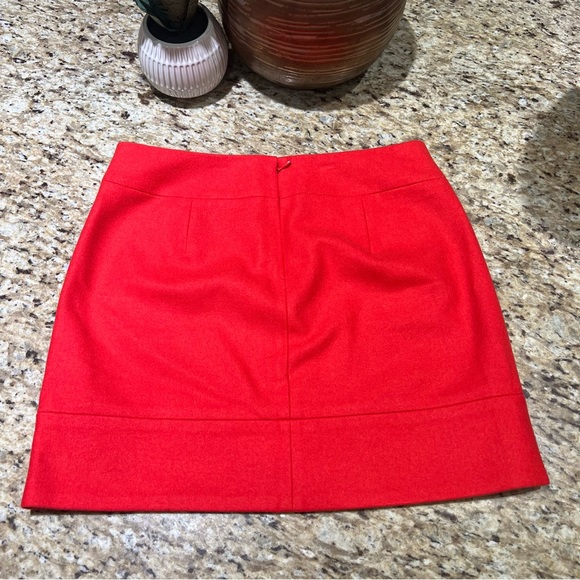 J Crew Coral Orange Wool Blend Mini Skirt w/ Side Pockets 0 - Picture 9 of 10